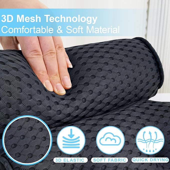 AEROiVi Luxury Bath Pillows for Tub，Bath Pillow Bathtub Pillows for Head and Neck Support Bath Cushion Made from Soft Spacer Mesh Material with Suction Cups,Black