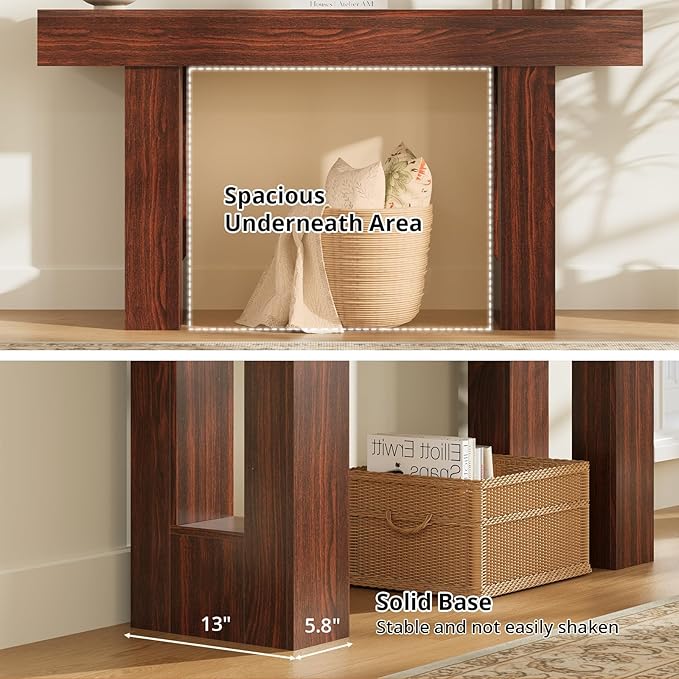 63 Inches Long Console Table for Entryway with Drawers, Wooden Sofa Table Behind Couch, Entry Table for Living Room, Foyer, Hallway, Walnut