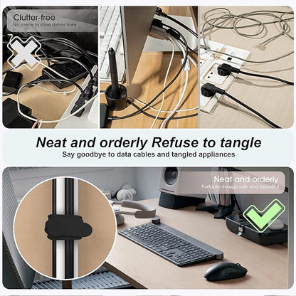 Nearockle Silicone Cable Ties Cord Organizer for Cable Management, 16PCS 4.2" and 7.1" Reusable Cable Organizer Electronic Accessories for Home, Office, Kitchen, School, Travel (Black)