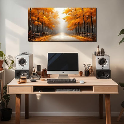 AUUZAIUA Forest Wall Art for Living Room Gold Misty Trees Landscape Large Artwork for Bedroom Office Modern Canvas Prints Ready to Hang 20"x40"