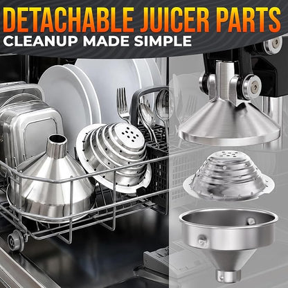 Cast Iron Juicer Hand Press, Heavy-Duty Squeezer – One Pull Extracts Full Juice with No Electricity – Manual Citrus Press Juicer & Orange Squeezer for Lemon, Lime, and Lemonade at Home or Bar (Black)