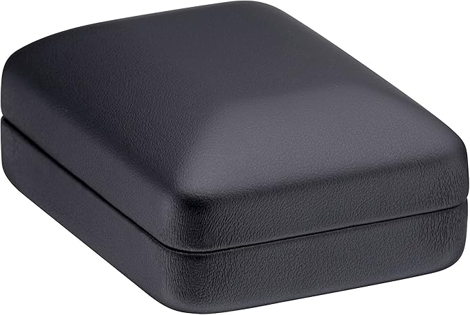 Pendant Necklace Box – Black PU Leather Rounded Jewelry Gift Box with Satin Top & Chain Slit – Luxury Pendant Display Case for Wedding, Anniversary, Birthday