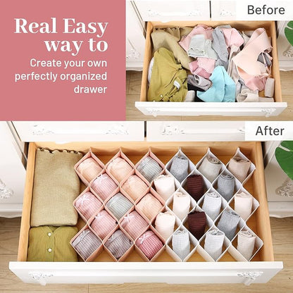 ROUFA Sock Drawer Organizer for Dresser, Honeycomb Underwear Dividers for Women, Panty Separator for Bras, Socks, Belt and Leggings (12pcs.Pink)