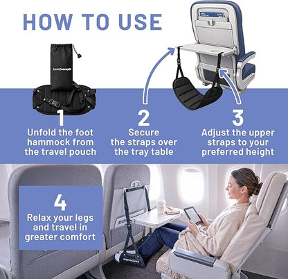 BASIC CONCEPTS Airplane Foot Hammock for Plane Travel Essentials - Airplane Travel Essentials, Long Flight Foot Rest - Plane Gadgets