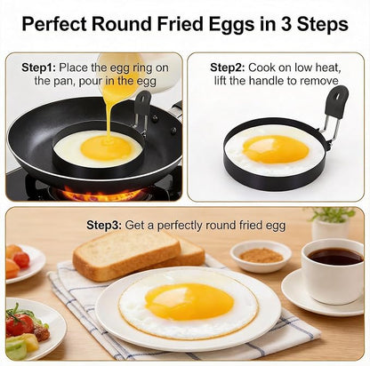 Egg Shell Opener + Large 3.5" Nonstick Egg Rings 2026 New Set, Round Mold - Griddle Cooking Shaper, Multifunctional Egg Separator for Raw & Hard Boiled Eggs, Kitchen Egg Peeler Shell Remover Gadget