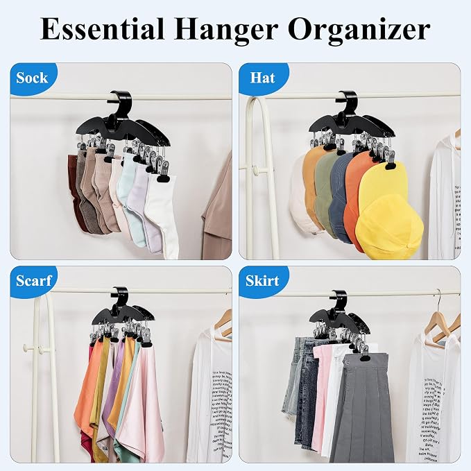Leggings Hangers for Closet, Black Pants Hangers with Clips Space Saving, 2-Pack Closet Organizers and Storage Hanging 28 Leggings for Dorm Room Gym Organization