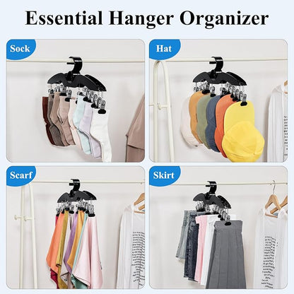 Leggings Hangers for Closet, Black Pants Hangers with Clips Space Saving, 2-Pack Closet Organizers and Storage Hanging 28 Leggings for Dorm Room Gym Organization