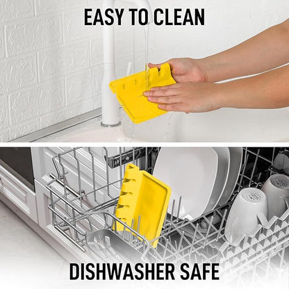 Zulay Kitchen Silicone Utensil Rest with Drip Pad for Multiple Utensils - BPA-Free, Heat-Resistant Spoon Rest & Spoon Holder for Stove Top - Kitchen Utensil Holder for Ladles & Tongs - Yellow