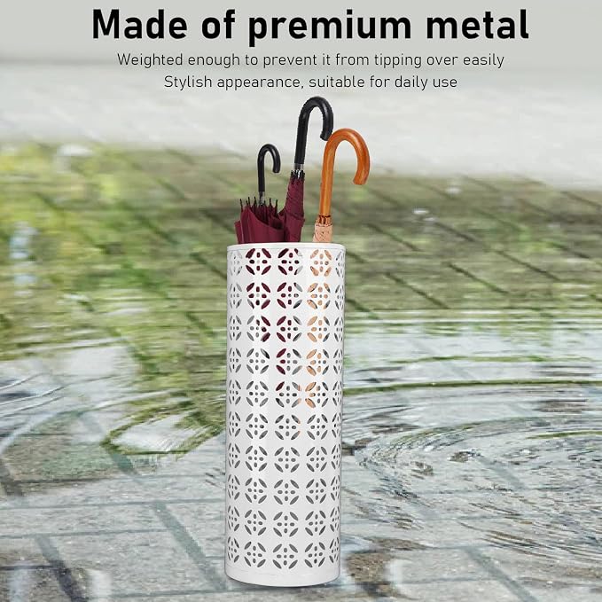 Round Umbrella Organizer Bin, Freestanding Metal Umbrella Holder Umbrella Stand Rack for Entryway, Canes Walking Sticks Holder Rain Collection for Home, Office (M 100x70cm / 39.37x27.56in)