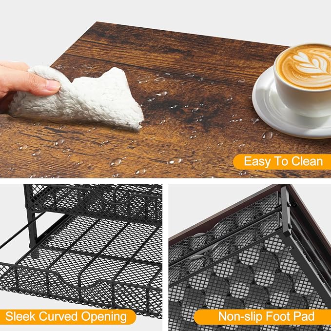 Coffee Pod Organizer 2 Tier Coffee Pod Drawer Holder 72 Capacity K Cup Coffee Capsule Storage Rack for Countertop Metal Coffee Pod Storage with Sliding Baskets for Home Office Coffee Station