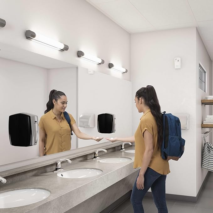 Rubbermaid Commercial Products AutoFoam Hand Soap & Sanitizer Dispenser Black/Black Pearl Touchless Wall Mount Battery Operated for Restrooms in Offices/Hotels/Entertainment/Schools