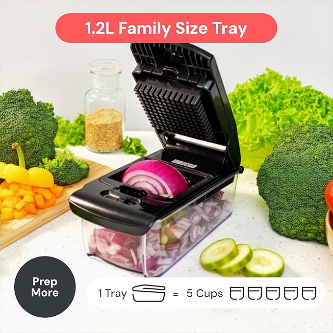 Fullstar The Original Pro Chopper - Vegetable Chopper and Slicer, Food Chopper with Container, Fruit Slicer, Kitchen Gadgets & Gifts, Home Essentials (6 in 1, Black)
