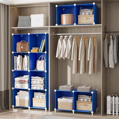AWTATOS Cube Storage Organizer, 8 Cube Closet Organizers and Storage Shelves, DIY Stackable Bookshelf for Bedroom, Home, Admiral Blue