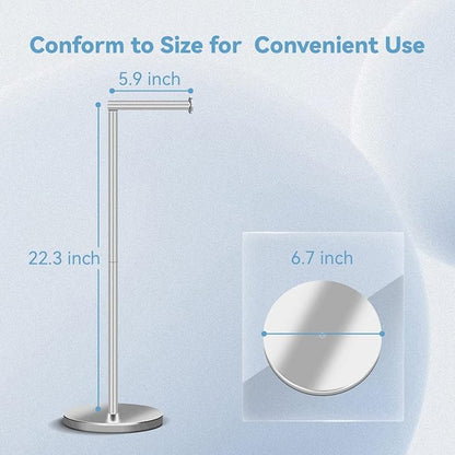 RRM Toilet Paper Holder Stand, Bathroom Free Standing Toilet Paper Holders with Reserve Storage 3-4 Toilet Paper Rolls, 22-inch Stainless Steel Toilet Paper Holder Stand (Brushed)