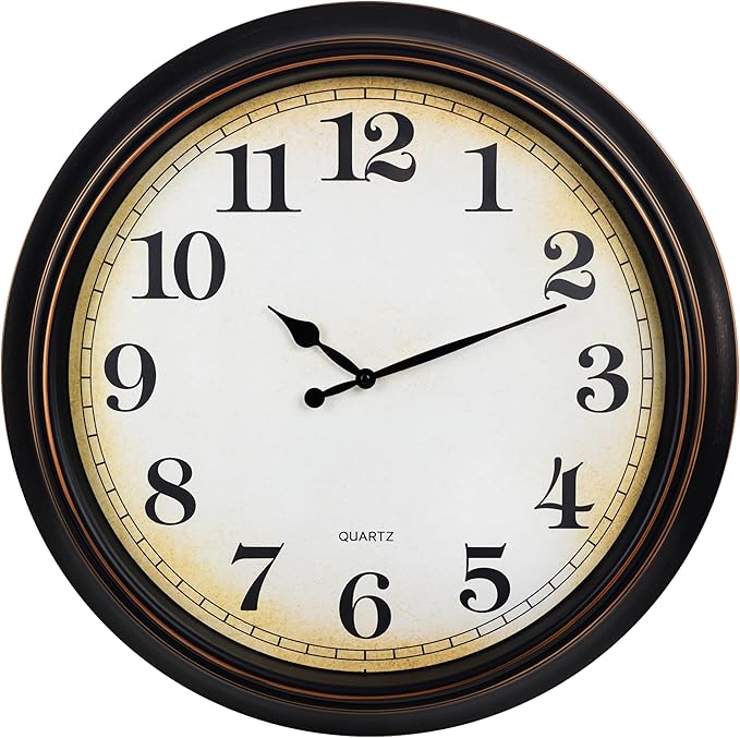 24 Inch Large Wall Clock for Living Room Decor,Silent Vintage Wall Clocks Battery Operated for Living Room Farmhouse Office Gifts(Bronze)