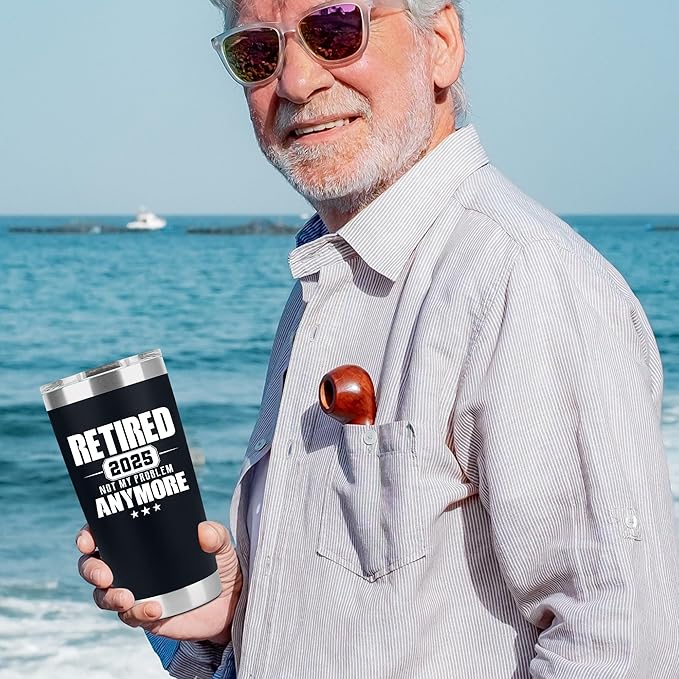 Retirement Gifts for Men 2025 - Retired Not My Problem Anymore - Funny Retired Tumbler for Men, Him, Father, Husband, Coworkers - Happy Retirement Gifts, Navy Tumbler 20 Oz (Black 20Oz 2025)