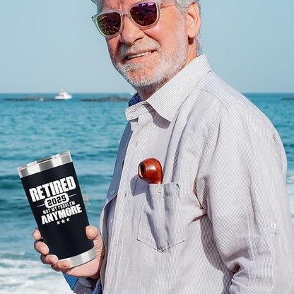 Retirement Gifts for Men 2025 - Retired Not My Problem Anymore - Funny Retired Tumbler for Men, Him, Father, Husband, Coworkers - Happy Retirement Gifts, Navy Tumbler 20 Oz (Black 20Oz 2025)