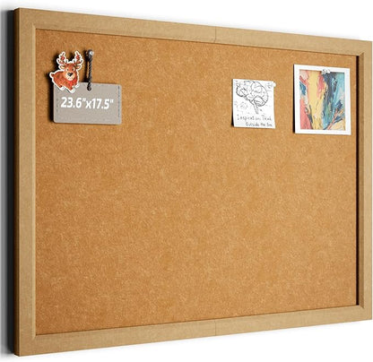 Fluxynara Foldable Cork Board Alternative, Felt Bulletin Board 24" x 18" Mustard Yellow Frame with 16 Adhesive Tabs, Pin Board for Home Office, Classroom, Entryway, Kitchen Wall Decor—Sunset Yellow