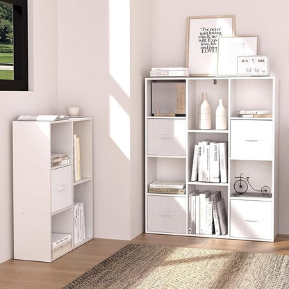 Cube Bookshelf, White Wooden Cube Storage Organizer, Freestanding Book Shelf,Cubby Shelf, Perfect Shelves for Bedroom, Kids Room, Closet, Classroom & Office (11-Cube)