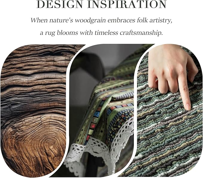 Kitchen Rugs Sets of 2-Non Slip Kitchen Mats for Floor-Thick Stain Resistant Vintage Kitchen Floor Mat Runner Carpet for Hallways Entryway Laundry Room Washable（Green 22"x59"+20"x32"）