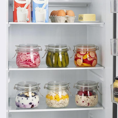 Vtopmart 3 Pack 16oz Short Glass Jars with Airtight Lids for Shallow Drawers, Pint Size Food Storage Canisters, Wide Mouth Canning Jars for Spices, Jams, Coffee Beans, Pickles & Pantry Organization