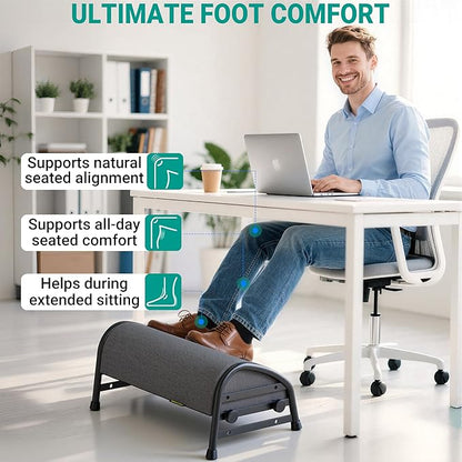 YEASHEIN Adjustable Foot Rest for Under Desk at Work, Ergonomic Foot Stools with 7 Positions, Elevated Cushion Under Desk Footrest with Metal Frame, Leg Rest Used for Home, Car, PC Gaming Accessories