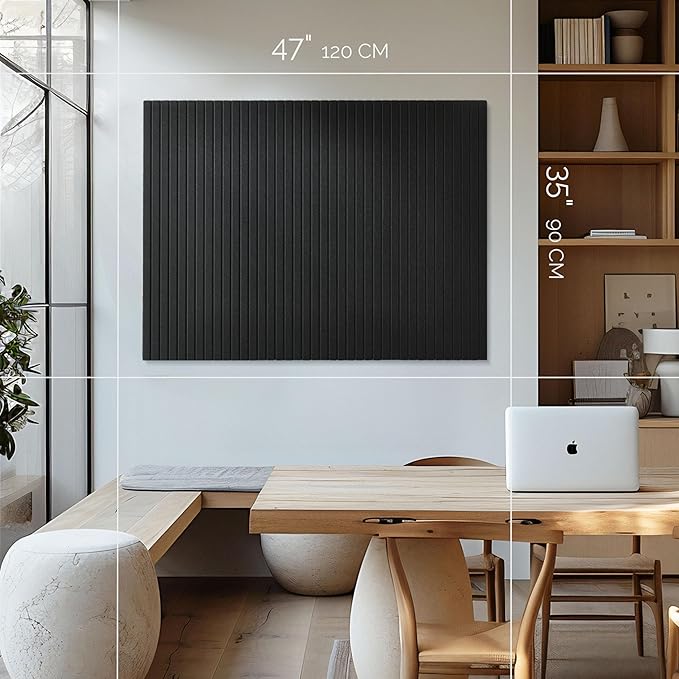 Large Bulletin Board 48"x36" - Office Wall Organizer to Replace your Old Cork Boards for Walls for Office Decor - 12-pack Felt Wall Panels for Use in Home Office Decor, Classroom Decor (Black)