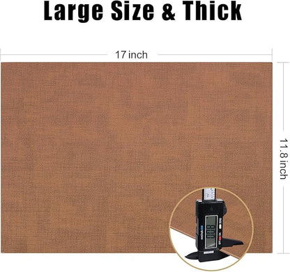 Homaxy Faux Leather Heat Resistant Placemats for Dining Table Set of 8, Waterproof Wipeable Washable PU Table Mats, Easy to Clean Anti-Slip Place Mats, 11.8 x 17 Inch, Brown