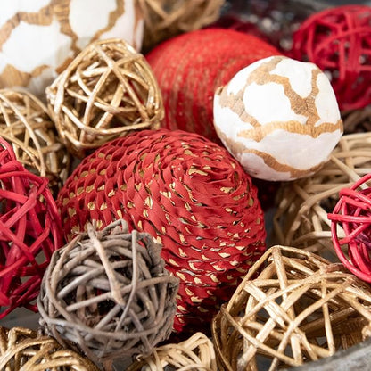 ANDALUCA Decorative Balls Bag Bowl Filler Home Decor (Red Gold)