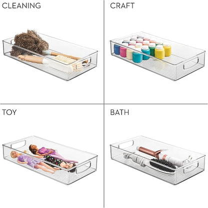 iDesign Stackable Clear Plastic Extra Long Pantry Organizers and Cabinet Storage Bins for Kitchen