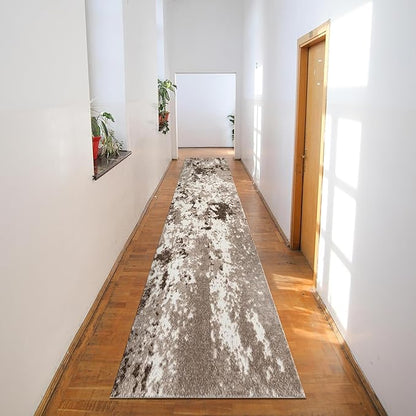 Keen Home Design Runner Rugs - 32"x168" Non-Shedding, Thick Pile Abstract Rugs for Kitchen, Living Room, Bedroom, Dining Room, Entryway - Size: 2'8" x 14', Skies Beige