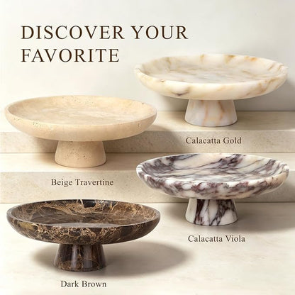 YMXYJM Natural Travertine Fruit Bowl for Kitchen Counter, Large Decorative Bowl for Kitchen Counter/Living Room/Dining Table/Entryway, Beige