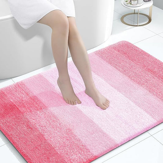 OLANLY Large Bathroom Rugs Mat 44x32, Extra Soft Absorbent Microfiber Bath Rugs, Rubber Backing, Quick Dry, Machine Washable Bath Mats for Bathroom Floor, Tub and Shower, Home Decor Accessories, Pink