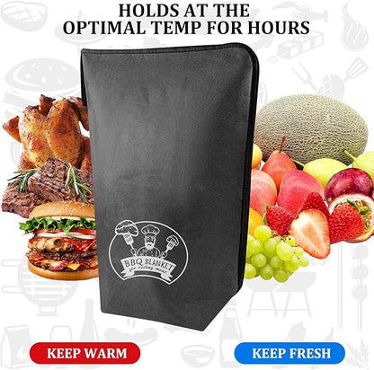 Valentines Day Gifts 21-Inch BBQ Blanket for Resting Meat - Insulated Brisket Bag for Smoker & Grill Accessories | 5-Layer Thermal Resting Bag for Super Bowl, Parties (Black-Dupont)