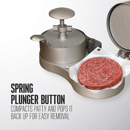 Weston Burger Press, Makes 4 1/2" Diameter Patties for Hamburger, Crab Cakes, Sausage, 1/4lb to 3/4lb, with Spring Ejector for Easy Removal, Double, Non-stick Heavy-Duty Cast Aluminum (07-0701)