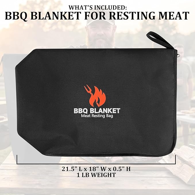 21-Inch BBQ Blanket for Resting Meat, Heavy-Duty Oxford Cloth Brisket Bag with 5-Layer Thermal Insulation, Water-Resistant & Easy Wipe Clean, Perfect Valentine's Day for Pitmaste