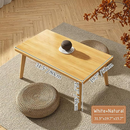 Square Coffee Table Low Table with 4 Solid Wood Sturdy Legs,Floor Table Desk for Sitting on The Floor,19.7"D x 31.5"W x 16"H Inches,Living Room/Toy room Furniture,Rental house Furniture(Natural)