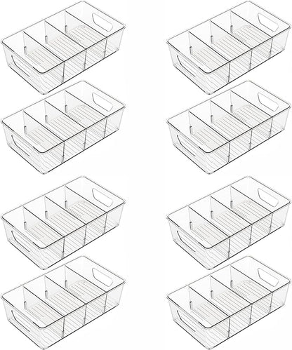 Stackable 8 Pack Snack Organizer for Pantry Shelf,Clear Pantry Organizers and Storage Bins for Fridge,Office,Cupboard,Plastic Pantry Snack Organizer For Breast Milk,Tea Bag,Food Storage Containers