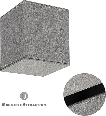 Sumnacon Square Linen Tissue Box Cover - Stylish Cube Tissue Box Holder with Magnetic Bottom, Decorative Tissue Box for Vanity Toilet Dresser Night Stand Table Countertop Home Office Car, Grey