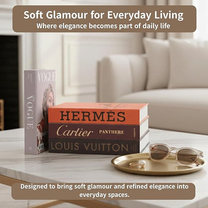 Glam Large | 4 PCS Faux Decorative Books for Home Decor | Not Real Books (Cardboard Boxes) | Coffee Table, Bookshelf & Shelf Styling Display Props for Living Room, Office