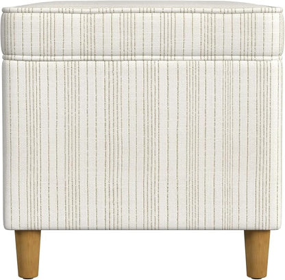 Spatial Order Home Decor | Dinah Collection Modern Storage Ottoman | Ottoman with Storage for Living Room & Bedroom(Cream Marigold Pinstripe Fabric)