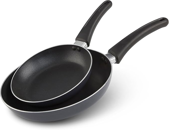 GoodCook Nonstick Aluminum Frying Pan Set, 8" and 10" Skillets, Black, Even Heating, Stay-Cool Ergonomic Handle, PFOA-Free Nonstick Coating, Ideal for Sautéing, Searing, and Frying