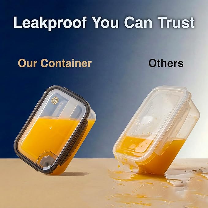 BPA-Free Plastic Airtight Food Storage Containers with Vented Lids, 4-Pack (5.9 Cups Each) for Meal Prep and Leftovers