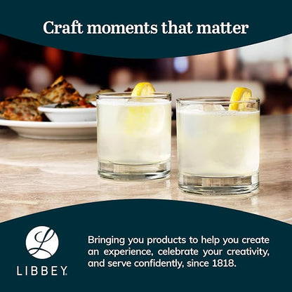 Libbey 916CD Heavy Base Rocks Glasses Set, Simple Glassware Drinking Glasses Set of 24, Stylish, Dishwasher Safe Glasses for Cocktail Parties And More