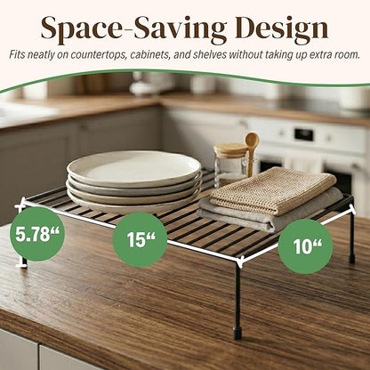 Evelots Kitchen Cabinet Wire Shelf Organizer/Rack - 4 Pack Sturdy Large Metal Shelf Risers - Double Your Counter Space - Great for Kitchen, Freezer, Pantry and Bathroom - Rustproof - Black