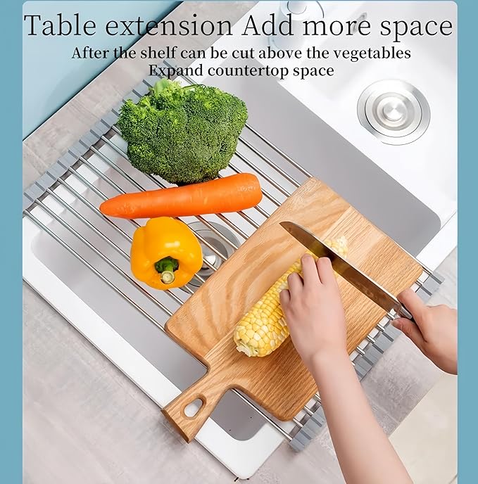 Roll up Dish Drying Rack Over The Sink Kitchen Roll up Sink Drying Rack Portable Dish Drainer Foldable Dish Drying Rack (Gray, 14.5 inch x 11.6 inch)