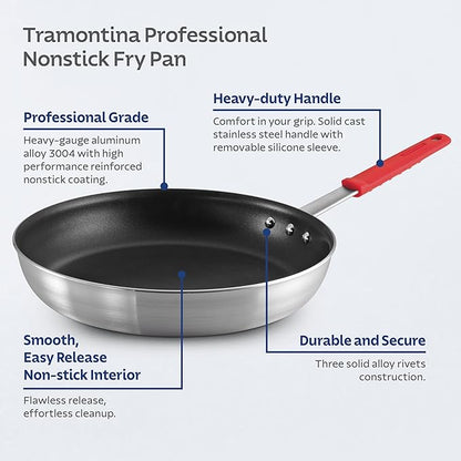 Tramontina Professional 14-Inch Non Stick Extra Large Frying Pan, Heavy-Gauge Aluminum Skillet with Reinforced Nonstick Coating, Red Handle, Dishwasher and Oven Safe