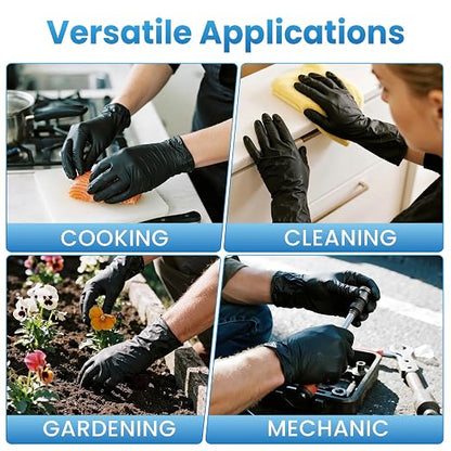 Borje Nitrile Gloves Large, 1000 Count Disposable Gloves, Black, Latex-Free Powder-Free, Medical Exam, Food Safe, Cleaning, Cooking