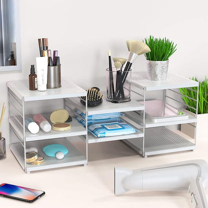 Simple Houseware Expendable Kitchen Counter Shelf Organizer, White, Plastic, 23.2" L x 9.8" W x 8.7" H