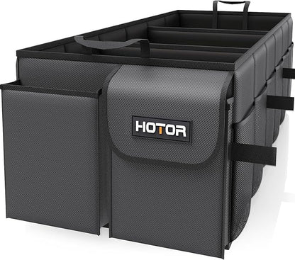 HOTOR Trunk Organizer for Car - Car Organizer, Foldable Trunk organizer for SUVs & Sedans, Sturdy Organization for Car Accessories, Tools, Sundries, Black, 3 Compartments, 35.4"×14.2"×10.6"